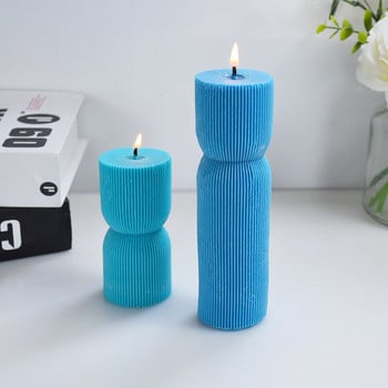 Κερί 3D Geometric Strip Κερί σιλικόνης DIY Χειροποίητο κύλινδρο κερί Γύψινο καλούπι πάρτι Διακόσμηση Κερί δώρου