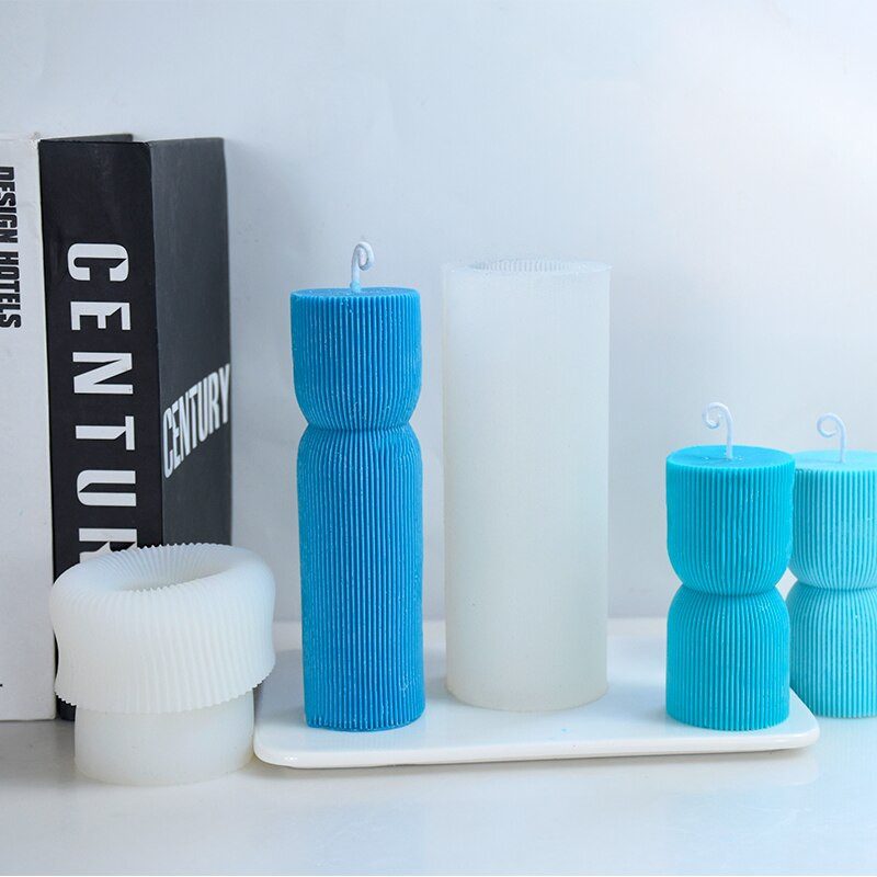 Bandă geometrică 3D Cilindru Lumânare Mucegai din silicon DIY Cilindru Handmade Lumânare Mucegai Tencuială Decorare petrecere Lumânare Mucegai Cadou