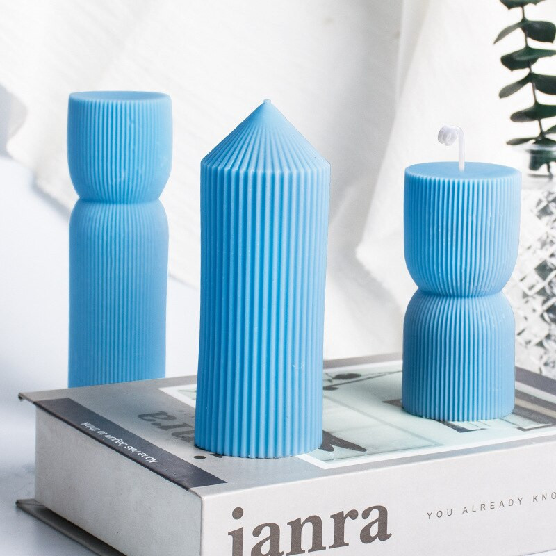 Bandă geometrică 3D Cilindru Lumânare Mucegai din silicon DIY Cilindru Handmade Lumânare Mucegai Tencuială Decorare petrecere Lumânare Mucegai Cadou