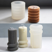 Geometrikus csík hengeres gyertya szilikon forma Házi készítésű technológia gyertya gipsz díszítő forma Otthoni parti ajándék forma