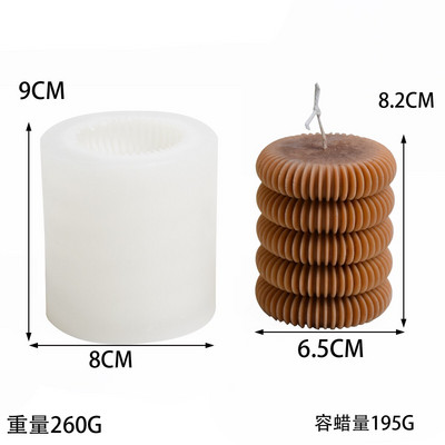 Geometrikus csík hengeres gyertya szilikon forma Házi készítésű technológia gyertya gipsz díszítő forma Otthoni parti ajándék forma