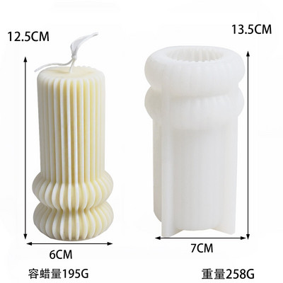 Geometrikus csík hengeres gyertya szilikon forma Házi készítésű technológia gyertya gipsz díszítő forma Otthoni parti ajándék forma