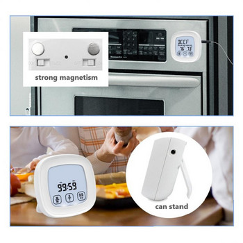 Οθόνη αφής LCD Ψηφιακό θερμόμετρο μπάρμπεκιου Termometro με χρονοδιακόπτη συναγερμού και μαγνητικό κρέας Φαγητό νερό Γάλα Εργαλεία κουζίνας Gadgets