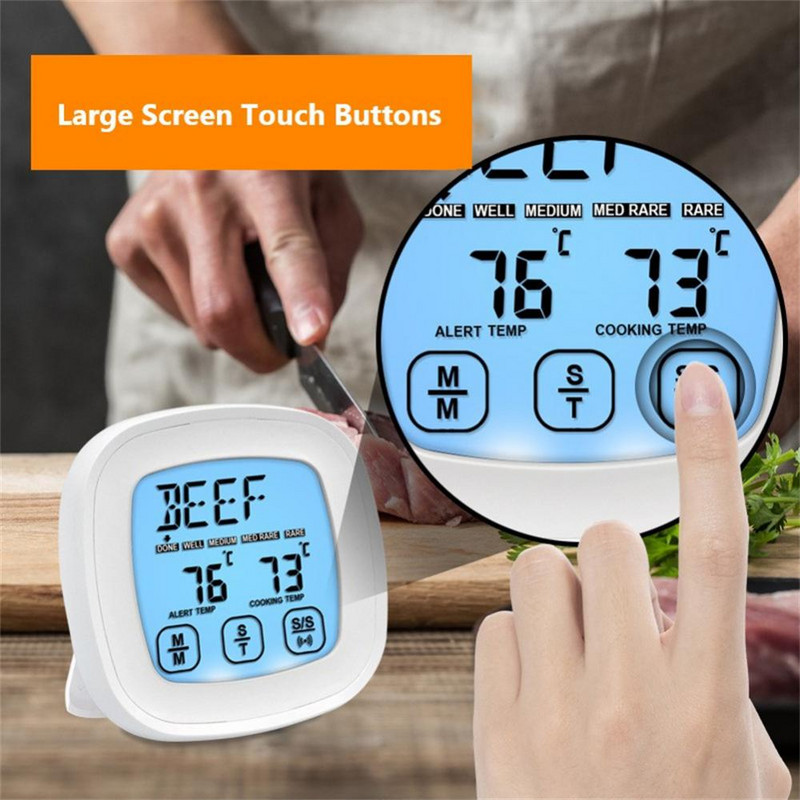 Οθόνη αφής LCD Ψηφιακό θερμόμετρο μπάρμπεκιου Termometro με χρονοδιακόπτη συναγερμού και μαγνητικό κρέας Φαγητό νερό Γάλα Εργαλεία κουζίνας Gadgets