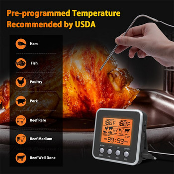 Ψηφιακό θερμόμετρο μπάρμπεκιου κρεάτων Ψηφιακός αισθητήρας φαγητού Γκριλ Φούρνος Κουζίνα Νερό Λάδι Χρονόμετρο γάλακτος Υγρόμετρο Θερμόμετρο Ψηφιακό για το σπίτι