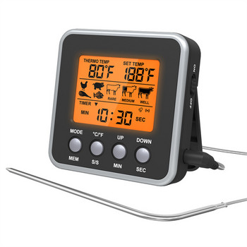 Ψηφιακό θερμόμετρο μπάρμπεκιου κρεάτων Ψηφιακός αισθητήρας φαγητού Γκριλ Φούρνος Κουζίνα Νερό Λάδι Χρονόμετρο γάλακτος Υγρόμετρο Θερμόμετρο Ψηφιακό για το σπίτι