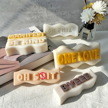 DIY 3D Letter Wave Κερί Καλούπι σιλικόνης Χειροποίητο Σαπούνι Ρητίνης Μορφή παγοκύβου Σπίτι Διακόσμηση πάρτι Δώρο Κερί Κατασκευής Κιτ Κερί Melt