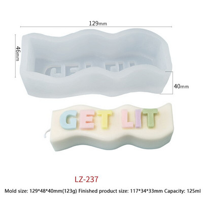 DIY 3D Letter Wave Κερί Καλούπι σιλικόνης Χειροποίητο Σαπούνι Ρητίνης Μορφή παγοκύβου Σπίτι Διακόσμηση πάρτι Δώρο Κερί Κατασκευής Κιτ Κερί Melt
