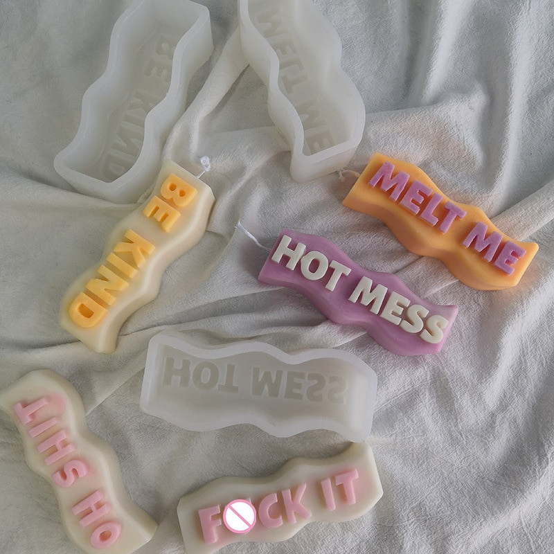 DIY 3D Letter Wave Κερί Καλούπι σιλικόνης Χειροποίητο Σαπούνι Ρητίνης Μορφή παγοκύβου Σπίτι Διακόσμηση πάρτι Δώρο Κερί Κατασκευής Κιτ Κερί Melt