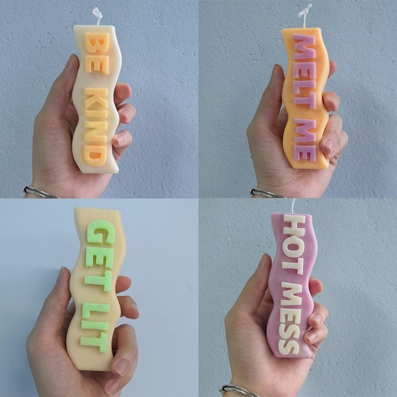 DIY 3D Letter Wave Κερί Καλούπι σιλικόνης Χειροποίητο Σαπούνι Ρητίνης Μορφή παγοκύβου Σπίτι Διακόσμηση πάρτι Δώρο Κερί Κατασκευής Κιτ Κερί Melt