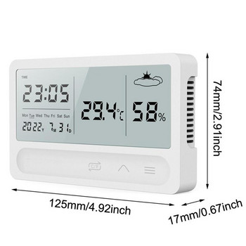 Ψηφιακό υγρόμετρο LCD Ψηφιακό υγρόμετρο θερμόμετρο υγρασίας με ξυπνητήρι και πρόγνωση καιρού για εσωτερικούς εξωτερικούς χώρους