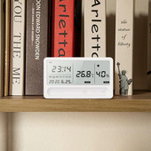 Sisetemperatuuri ja hügromeetri LCD digitaalne hügromeeter, termomeetri niiskusmõõtur koos kella äratuse ja ilmaprognoosiga