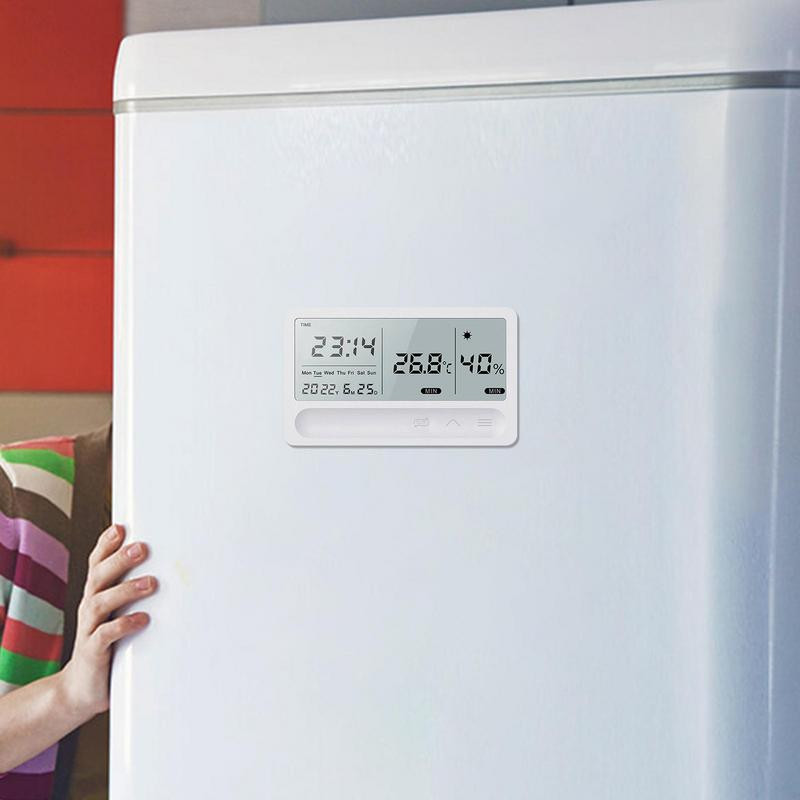 Sisetemperatuuri ja hügromeetri LCD digitaalne hügromeeter, termomeetri niiskusmõõtur koos kella äratuse ja ilmaprognoosiga