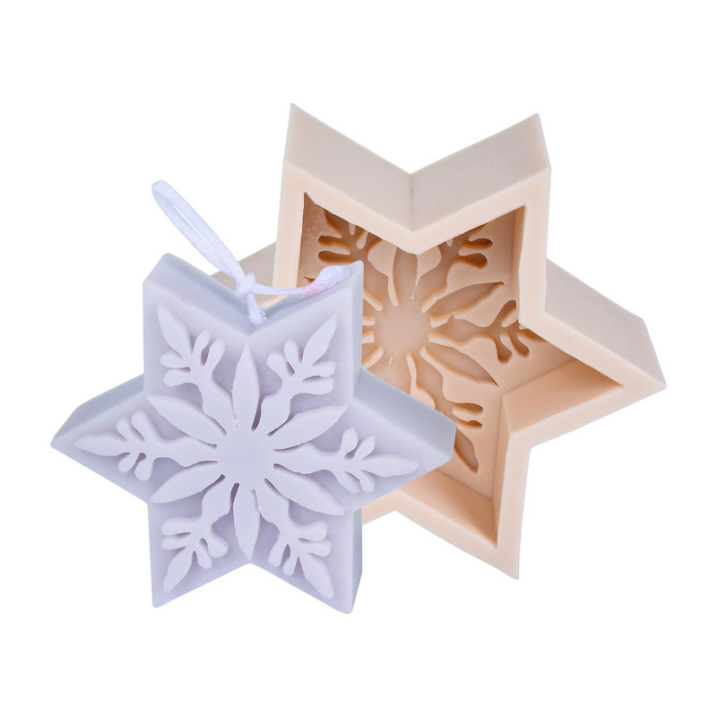 2022 Noul fulgi de zăpadă de Crăciun mucegai de silicon pentru lumânări DIY săpun lucrat manual din rășină de gips Artizanat pentru a face mucegai ornamente pentru decorarea casei
