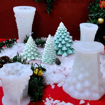 3D форма за свещи за коледно дърво Силиконова форма Ръчно изработени свещи Направи си сам ароматна свещ Коледни подаръци Снежинка Форми за печене на фондан