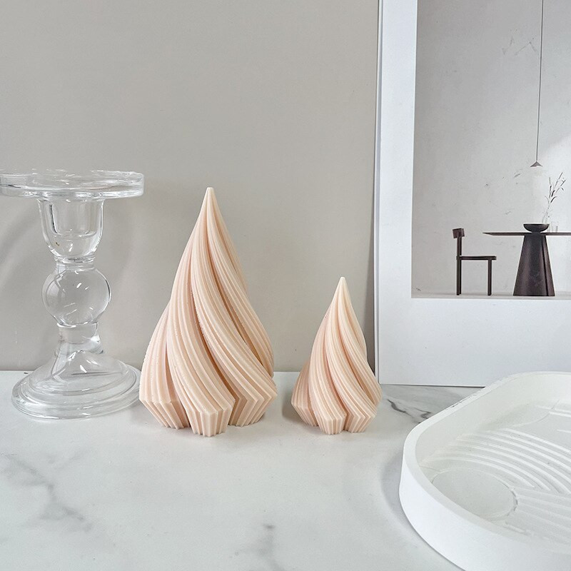 Καλούπι κεριού σιλικόνης DIY Κωνικό γεωμετρικό κυρτό στύλο 3D Δημιουργικό περιστροφικό κωνικό γύψο από εποξειδική ρητίνη Χειροποίητο καλούπι