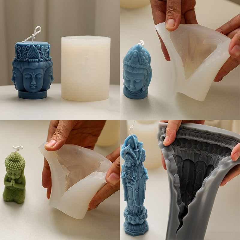 2022 νέο θέμα Aromatherapy Mold Resin Buddhist Soap Mould Κινεζικό κερί Πηλός σιλικόνης γύψος Buddha Kwan Yin