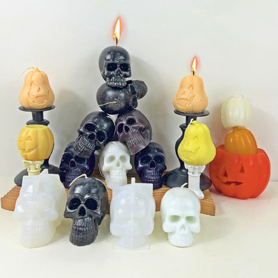 Skull Grimace Pumpkin Candle Mold DIY Ζώο Κερί Κατασκευής Σαπουνιού Ρητίνη Πηλός Μούχλα Πάγου Φιτίλι Δώρα Απόκριες Χειροτεχνία Διακόσμηση σπιτιού