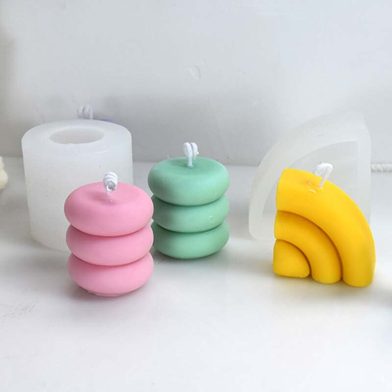 Γεωμετρικό Κυλινδρικό τόξο Κερί Καλούπι σιλικόνης 3D Αρωματοθεραπεία Κερί Γύψινο Σαπούνι Χειροτεχνίας Προμήθειες Χειροποίητα καλούπια