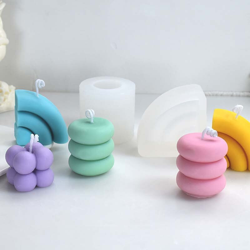 Γεωμετρικό Κυλινδρικό τόξο Κερί Καλούπι σιλικόνης 3D Αρωματοθεραπεία Κερί Γύψινο Σαπούνι Χειροτεχνίας Προμήθειες Χειροποίητα καλούπια