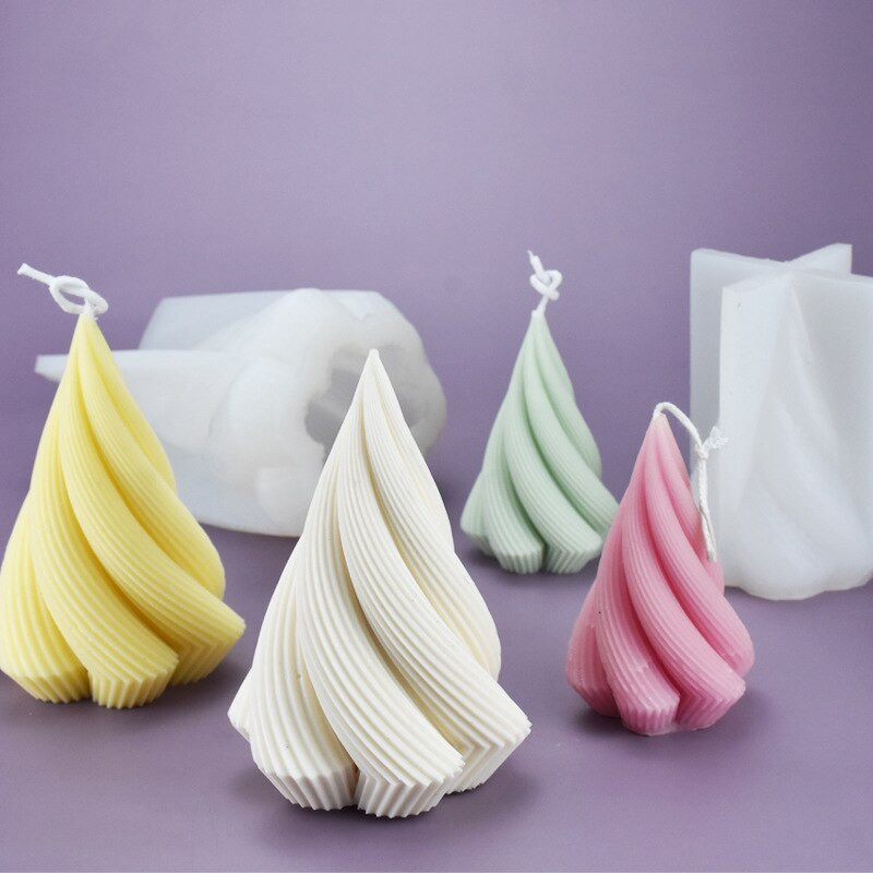 3D Torsion Conical Candle Mold DIY Geometric Conical Rotation Irregular Silica Gel Mold Manual Creative Gypsum Fragrance Mold