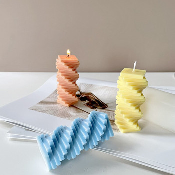 3D геометрична квадратна колона силиконова форма за свещи Направи си сам креативна спирала квадратна колона форма за сапун комплект за правене на свещи силиконови форми