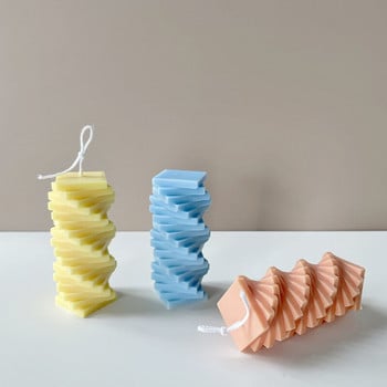 3D геометрична квадратна колона силиконова форма за свещи Направи си сам креативна спирала квадратна колона форма за сапун комплект за правене на свещи силиконови форми