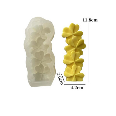 Τρισδιάστατη συσσώρευση Πέντε τεμαχίων Love Heart Flowers Αρωματοθεραπεία Κερί Καλούπι σιλικόνης DIY Γύψο Ρητίνη Crafts Καλούπι