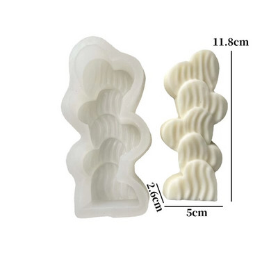 Τρισδιάστατη συσσώρευση Πέντε τεμαχίων Love Heart Flowers Αρωματοθεραπεία Κερί Καλούπι σιλικόνης DIY Γύψο Ρητίνη Crafts Καλούπι