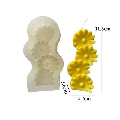 Τρισδιάστατη συσσώρευση Πέντε τεμαχίων Love Heart Flowers Αρωματοθεραπεία Κερί Καλούπι σιλικόνης DIY Γύψο Ρητίνη Crafts Καλούπι