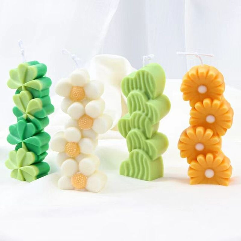 Τρισδιάστατη συσσώρευση Πέντε τεμαχίων Love Heart Flowers Αρωματοθεραπεία Κερί Καλούπι σιλικόνης DIY Γύψο Ρητίνη Crafts Καλούπι