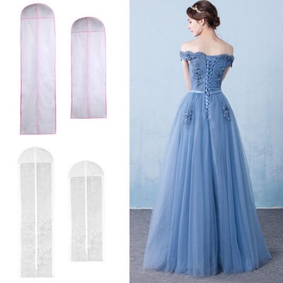 Дълга висококачествена дълга сватбена рокля Торба за прах Вечерна рокля Покривало за прах Булчинска чанта за съхранение на дрехи 150/180 см