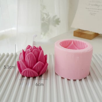 3D Lotus Силиконова форма Свещ Форми за сапун Смола Инструмент за печене Десерт Дантелена украса Направи си сам торта Сладкиш Фондан