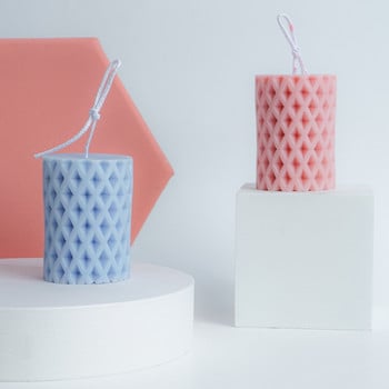 Направи си сам Creative Rhombus Цилиндрична силиконова форма Геометрична ароматна свещ Изработка на смола Сапунена форма Занаятчийски консумативи Подаръци Домашен декор