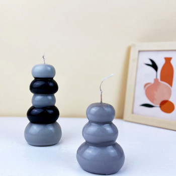 3D Stacked Stone Acrylic PC Πλαστικά καλούπια με δύο πέταλα Καλούπι κεριών DIY αρωματικό κερί Ρητίνη γύψου Drop Glue Φοντάν Καλούπια για κέικ