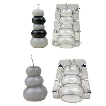 3D подреден камък Акрил PC Пластмасови форми с две венчелистчета Форма за свещи Направи си сам ароматна свещ Гипсова смола Капка лепило Форми за торти с фондан