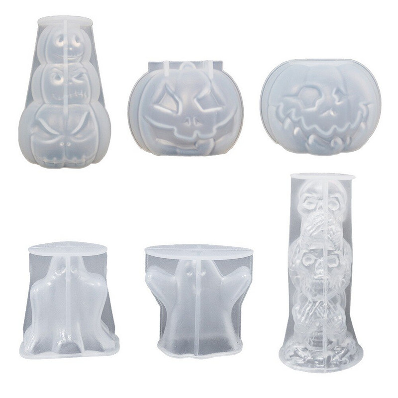 Καλούπια σιλικόνης 2022 Ghost Pumpkin για κεριά Διακόσμηση σπιτιού απόκριες Skull Epoxy Resin Mold For Baking Mod Χριστουγεννιάτικο δώρο