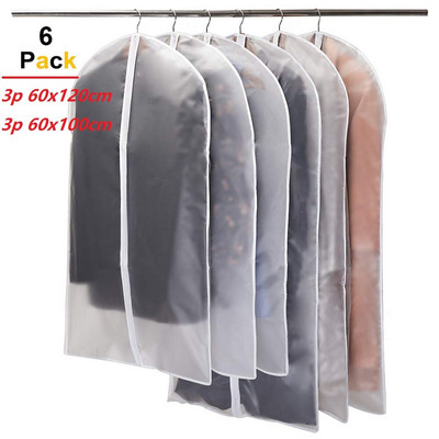 6 bucăți/set Huse transparente pentru îmbrăcăminte Costum de îmbrăcăminte Rochie Jachetă Haina haină Husă antipraf Protector Geanta de călătorie Husă împotriva prafului