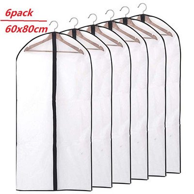 6 bucăți/set Huse transparente pentru îmbrăcăminte Costum de îmbrăcăminte Rochie Jachetă Haina haină Husă antipraf Protector Geanta de călătorie Husă împotriva prafului