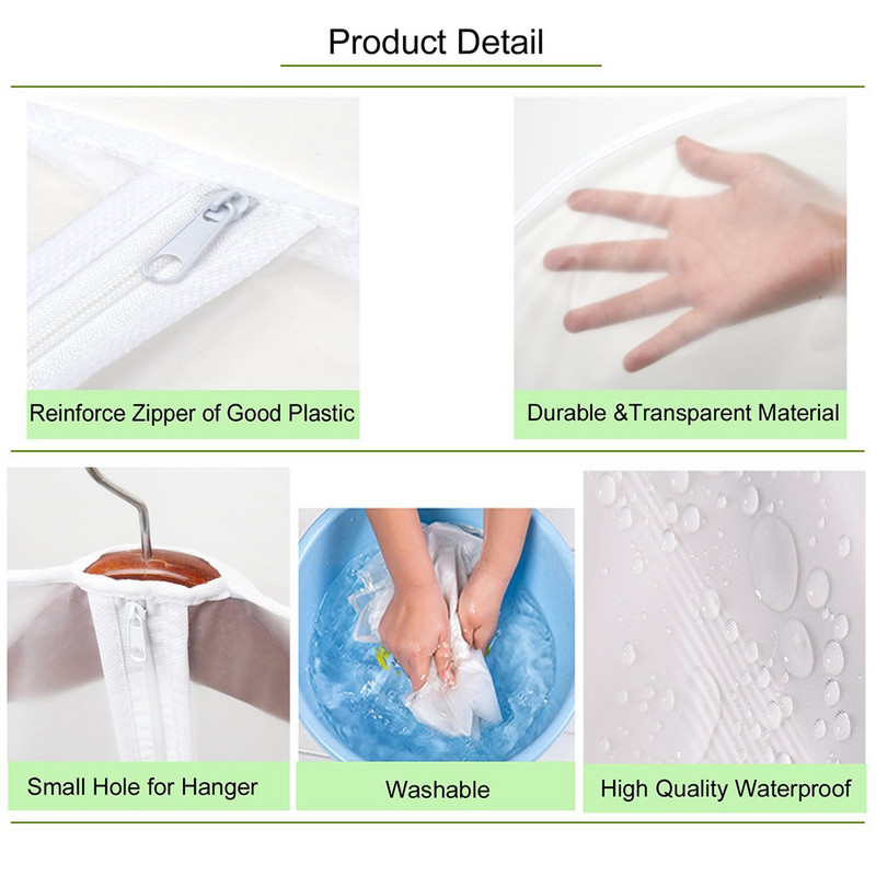 6 bucăți/set Huse transparente pentru îmbrăcăminte Costum de îmbrăcăminte Rochie Jachetă Haina haină Husă antipraf Protector Geanta de călătorie Husă împotriva prafului