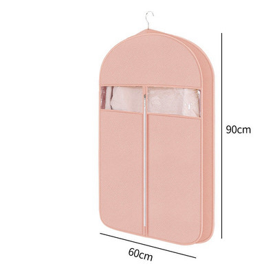 Τρισδιάστατο κάλυμμα ενδυμάτων Κρεμαστή τσέπη Οικιακό προστατευτικό παλτό Μη υφαντό ρούχο Κάλυμμα σκόνης Διαφανές με φερμουάρ