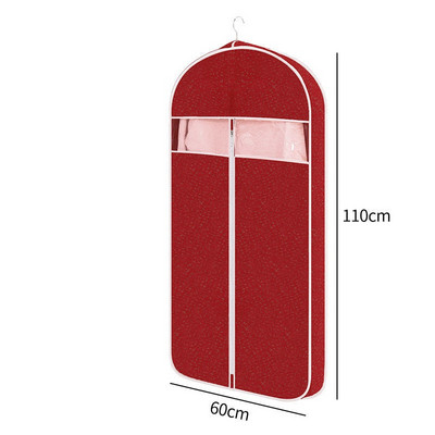 Τρισδιάστατο κάλυμμα ενδυμάτων Κρεμαστή τσέπη Οικιακό προστατευτικό παλτό Μη υφαντό ρούχο Κάλυμμα σκόνης Διαφανές με φερμουάρ