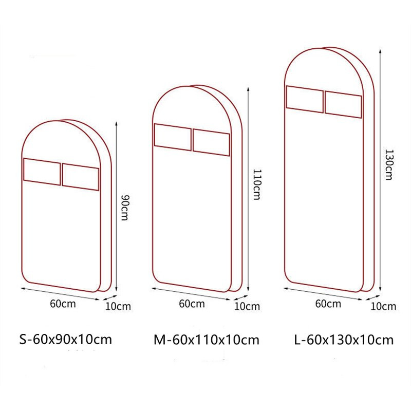 Τρισδιάστατο κάλυμμα ενδυμάτων Κρεμαστή τσέπη Οικιακό προστατευτικό παλτό Μη υφαντό ρούχο Κάλυμμα σκόνης Διαφανές με φερμουάρ