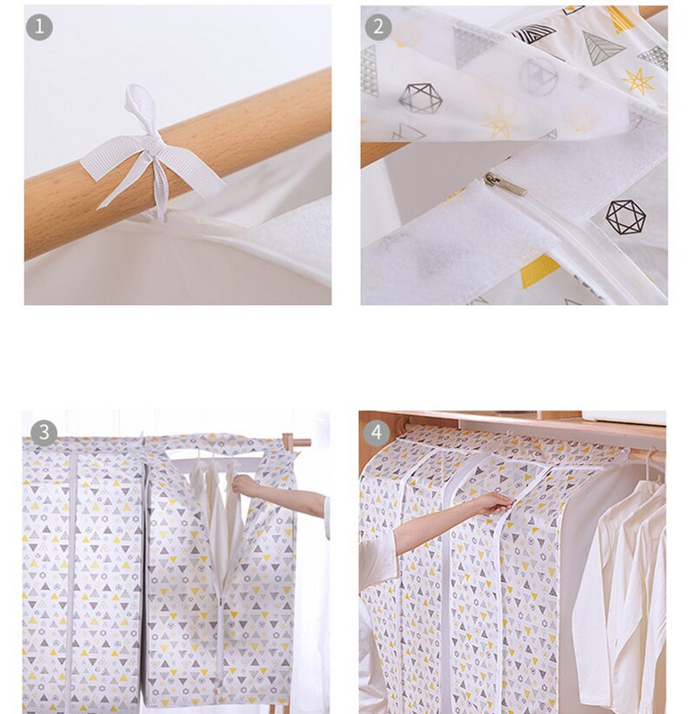 Κάλυμμα ρούχων με φερμουάρ σκόνης 3D Ρούχα αποθήκευσης Ντουλάπα κοστούμι Τσάντες Ντουλάπα Κρεμάστρες Θήκη Κάλυμμα ρούχων Dust Bag Hanging Organizer 1P