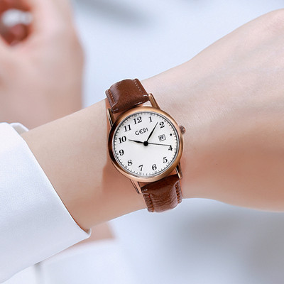 Dámske hodinky pre voľný čas s okrúhlym tvarom a remienkom z eko kože