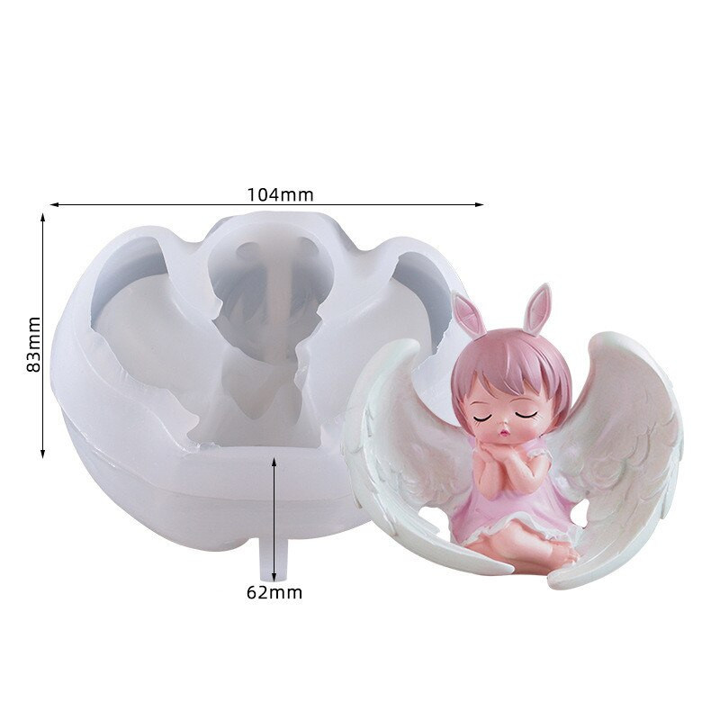 Mini Angel silikoonküünlavorm käsitsi valmistatud kodus töölaua kaunistamiseks kipsist epoksüvaigust aroomiteraapia küünla silikoonvormiks