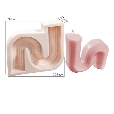 Κορεάτικο κερί σιλικόνης καλούπι αφηρημένο αρχιτεκτονικό γεωμετρικό κερί κυμάτων γραμμής κατασκευής αρωματικού κεριού Χειροποίητο κερί