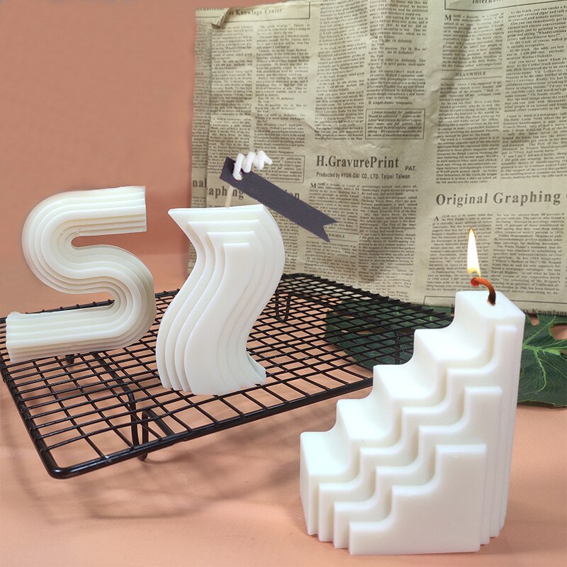 Κορεάτικο κερί σιλικόνης καλούπι αφηρημένο αρχιτεκτονικό γεωμετρικό κερί κυμάτων γραμμής κατασκευής αρωματικού κεριού Χειροποίητο κερί