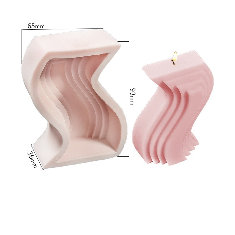 Κορεάτικο κερί σιλικόνης καλούπι αφηρημένο αρχιτεκτονικό γεωμετρικό κερί κυμάτων γραμμής κατασκευής αρωματικού κεριού Χειροποίητο κερί