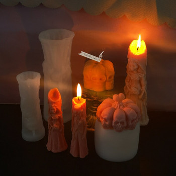 Halloween Ghost Bride Groom Candle Силиконова форма Направи си сам Skeleton Pumpkin Candle Making Смола Сапун Форма Хелоуин Декоративна свещ
